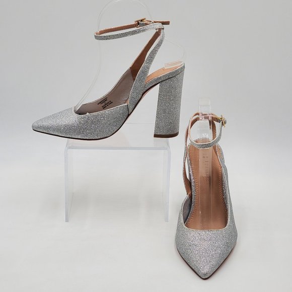 ASOS Silver Glitter Block Heels - NWOT - Picture 5 of 16